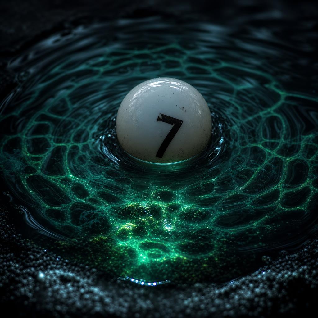 A lottery ball in dark luminous water